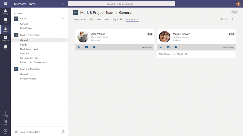 Team Directory in Microsoft Teams