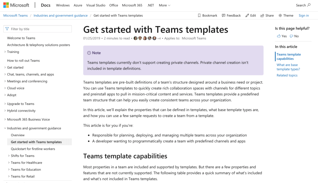 Microsoft Teams templates