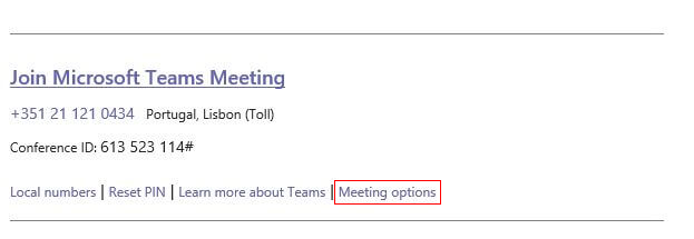 Outlook meeting options