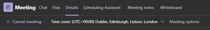 MS Teams meeting options