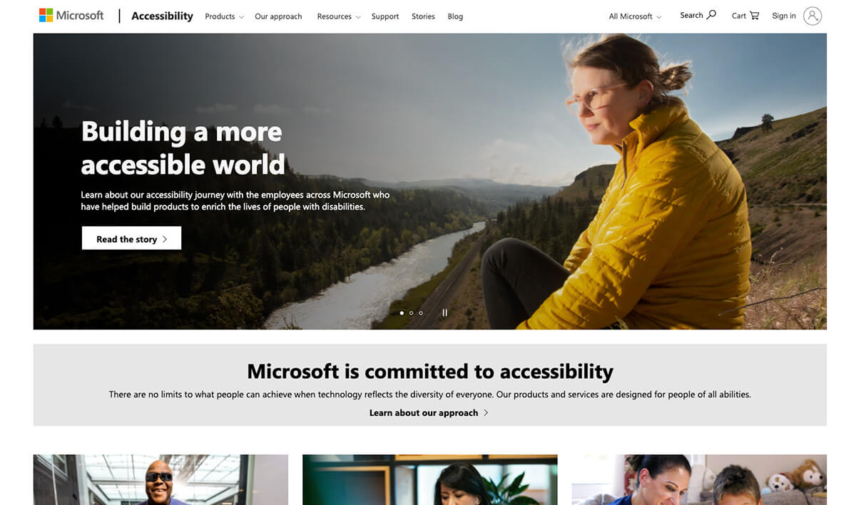 Microsoft accessibility site