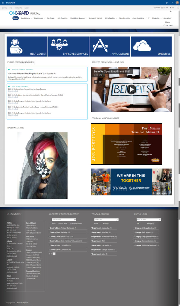 SharePoint classic landing page with BindTuning theme applied