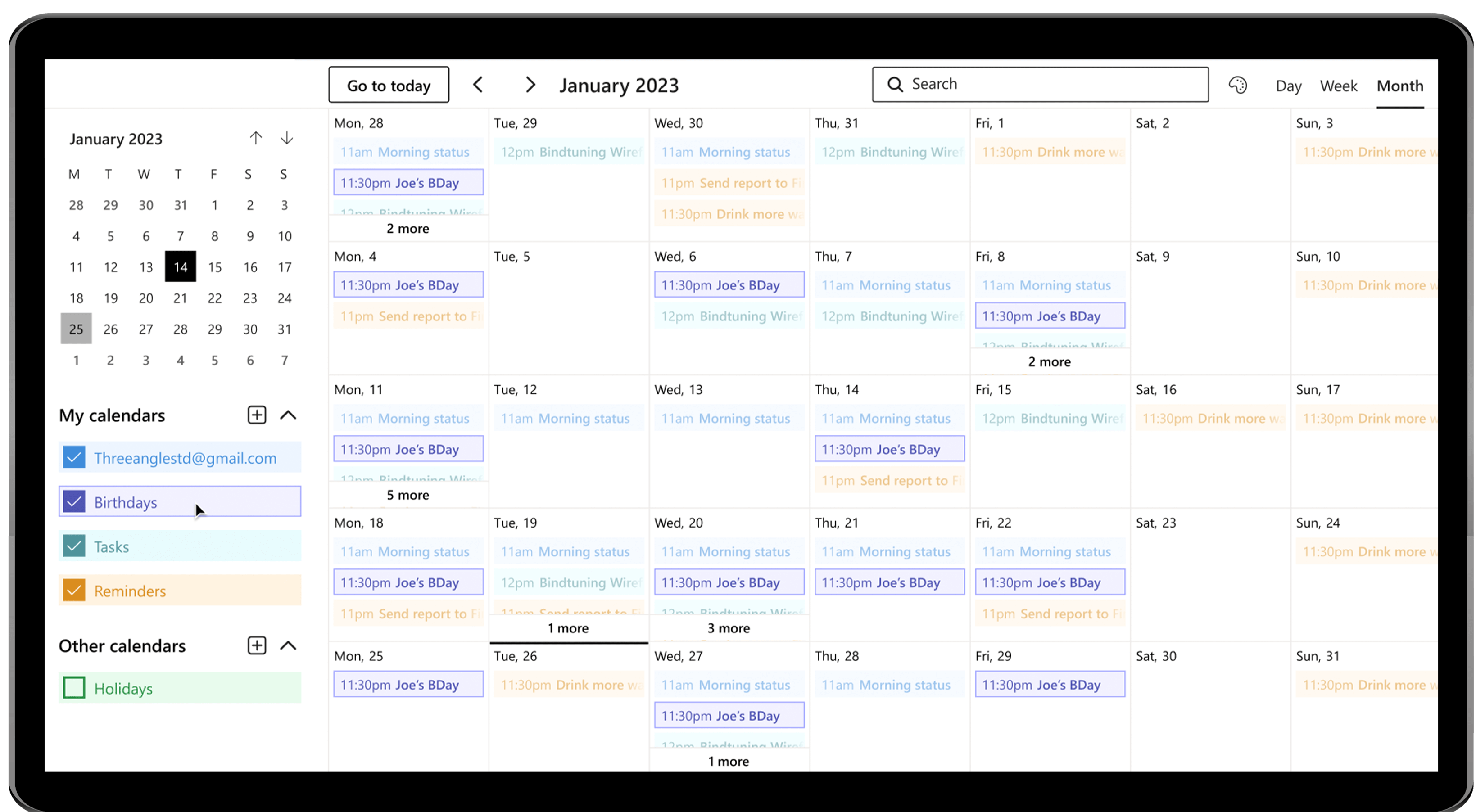 Calendar View