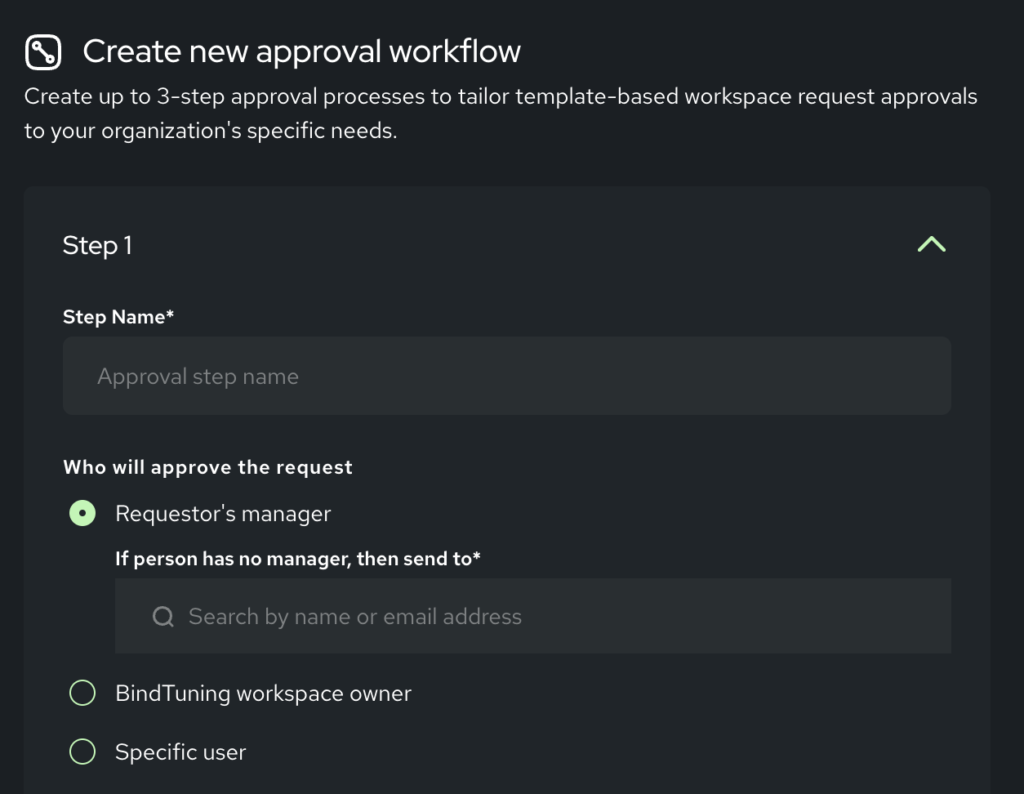 form to set up a custom approval flow