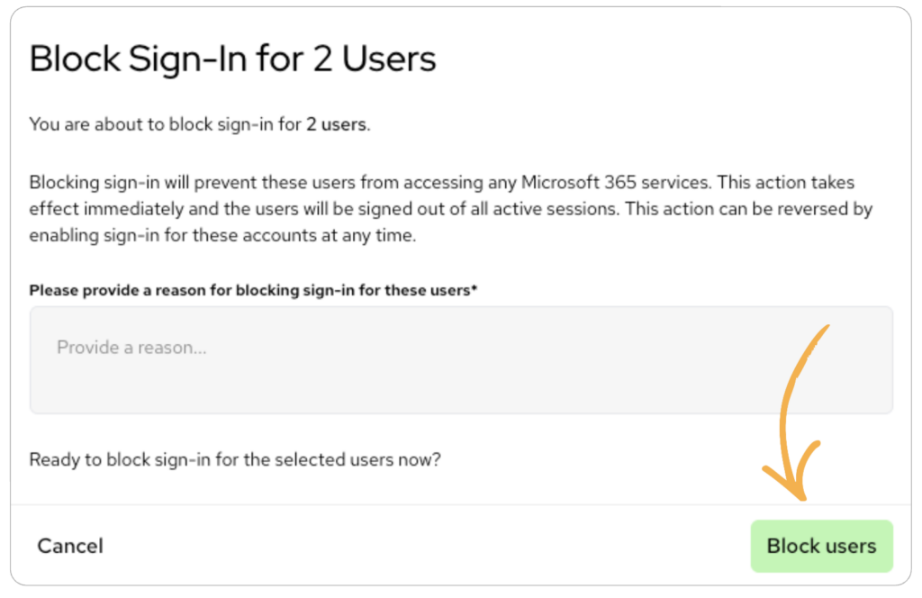 Pulse365 capability to bulk block users, in Microsoft 365 guest user management